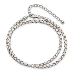 Sterling Silver Reflections White Leather Rhodium-plated 14 inch with a 2 inch extention Choker/Wrap Bracelet