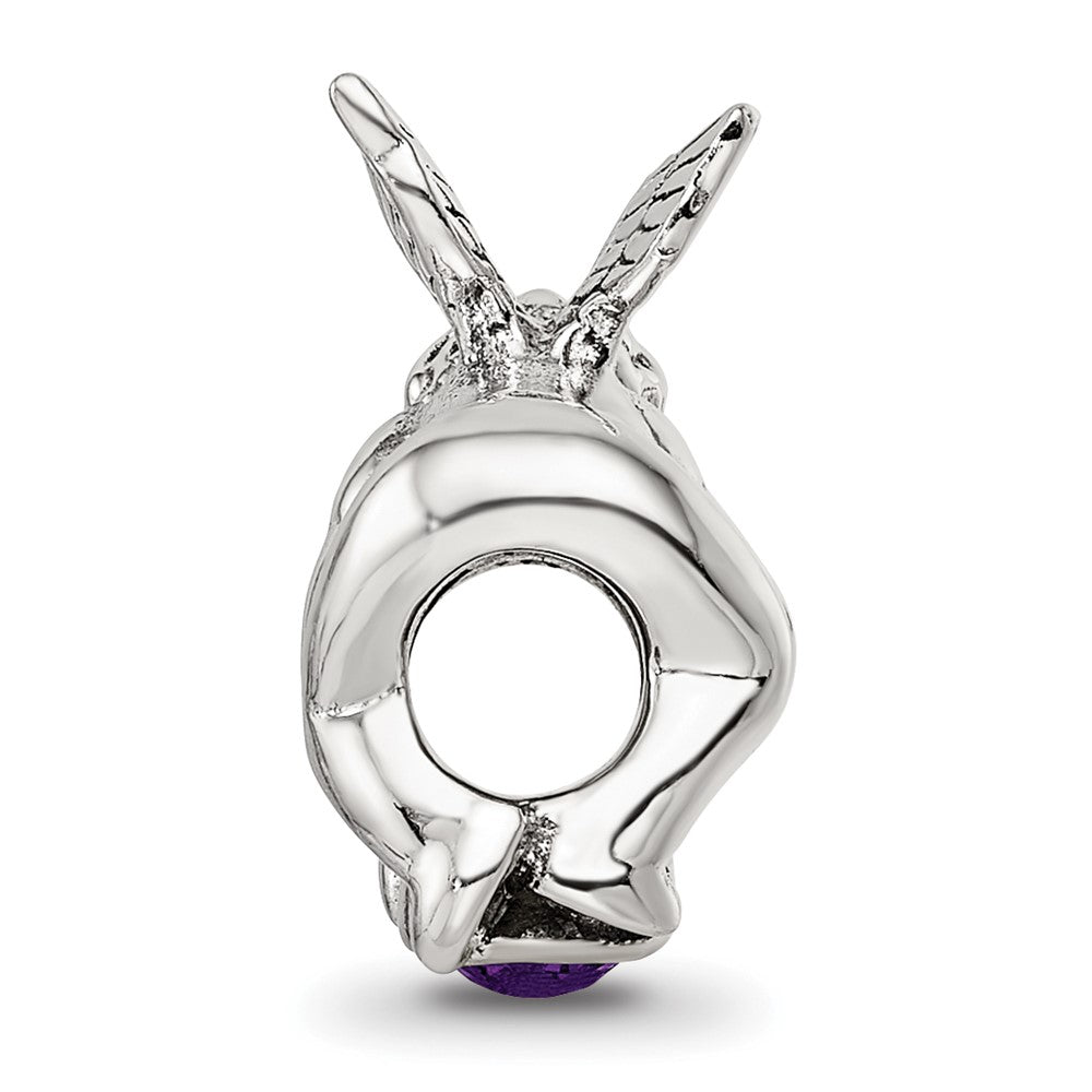 Sterling Silver Reflections February CZ Antiqued Bead