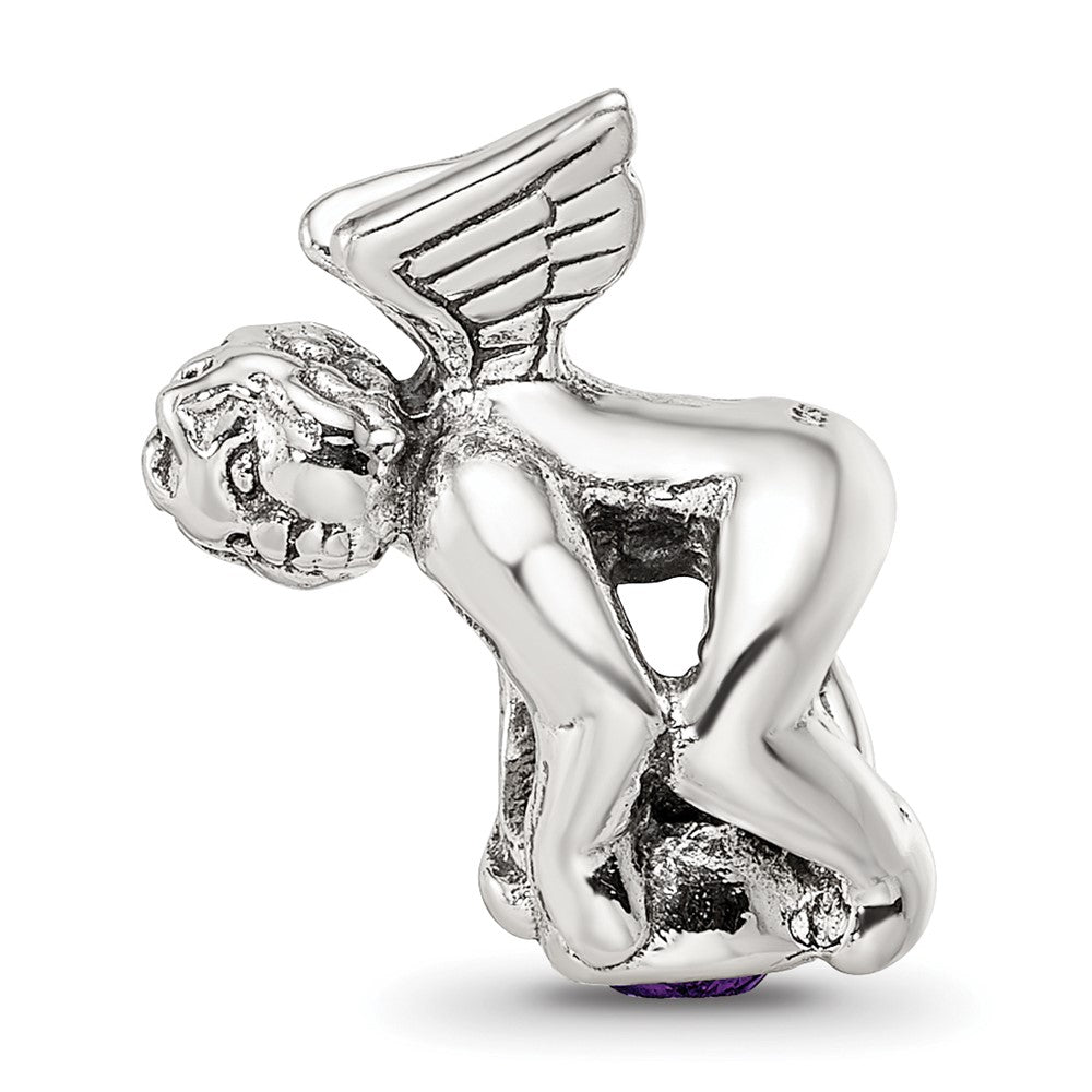 Sterling Silver Reflections February CZ Antiqued Bead