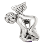 Sterling Silver Reflections February CZ Antiqued Bead
