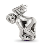 Sterling Silver Reflections February CZ Antiqued Bead