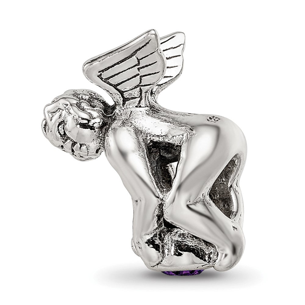 Sterling Silver Reflections February CZ Antiqued Bead