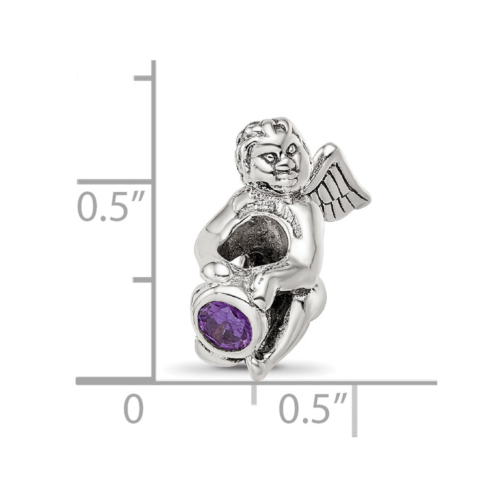 Sterling Silver Reflections February CZ Antiqued Bead