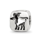 Sterling Silver Reflections Aries Zodiac Antiqued Bead