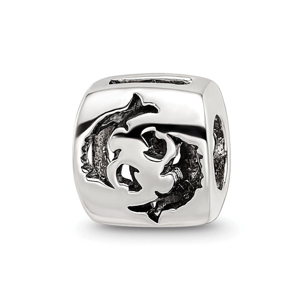 Sterling Silver Reflections Pisces Zodiac Antiqued Bead