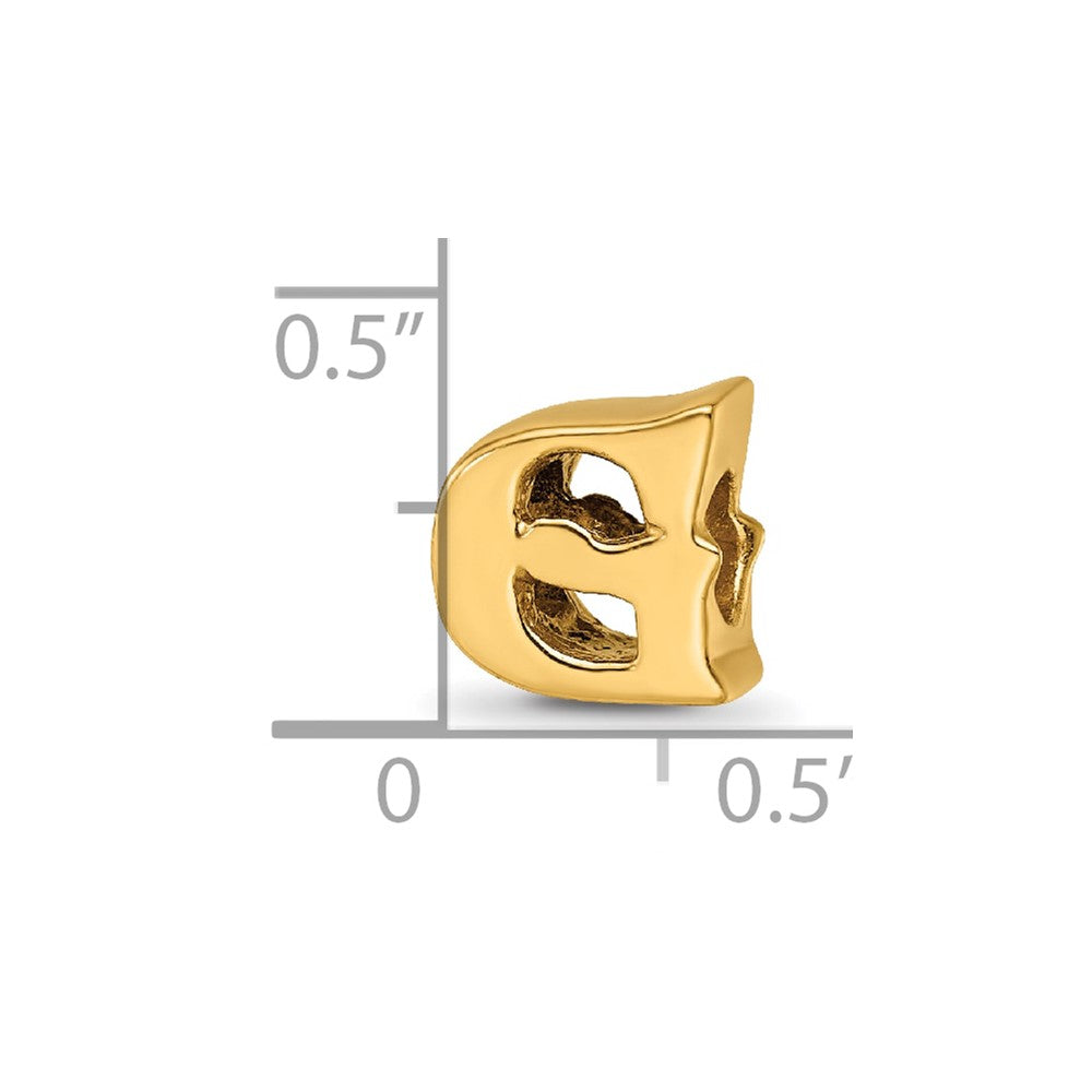 Sterling Silver Gold-plated Reflections Letter G Bead