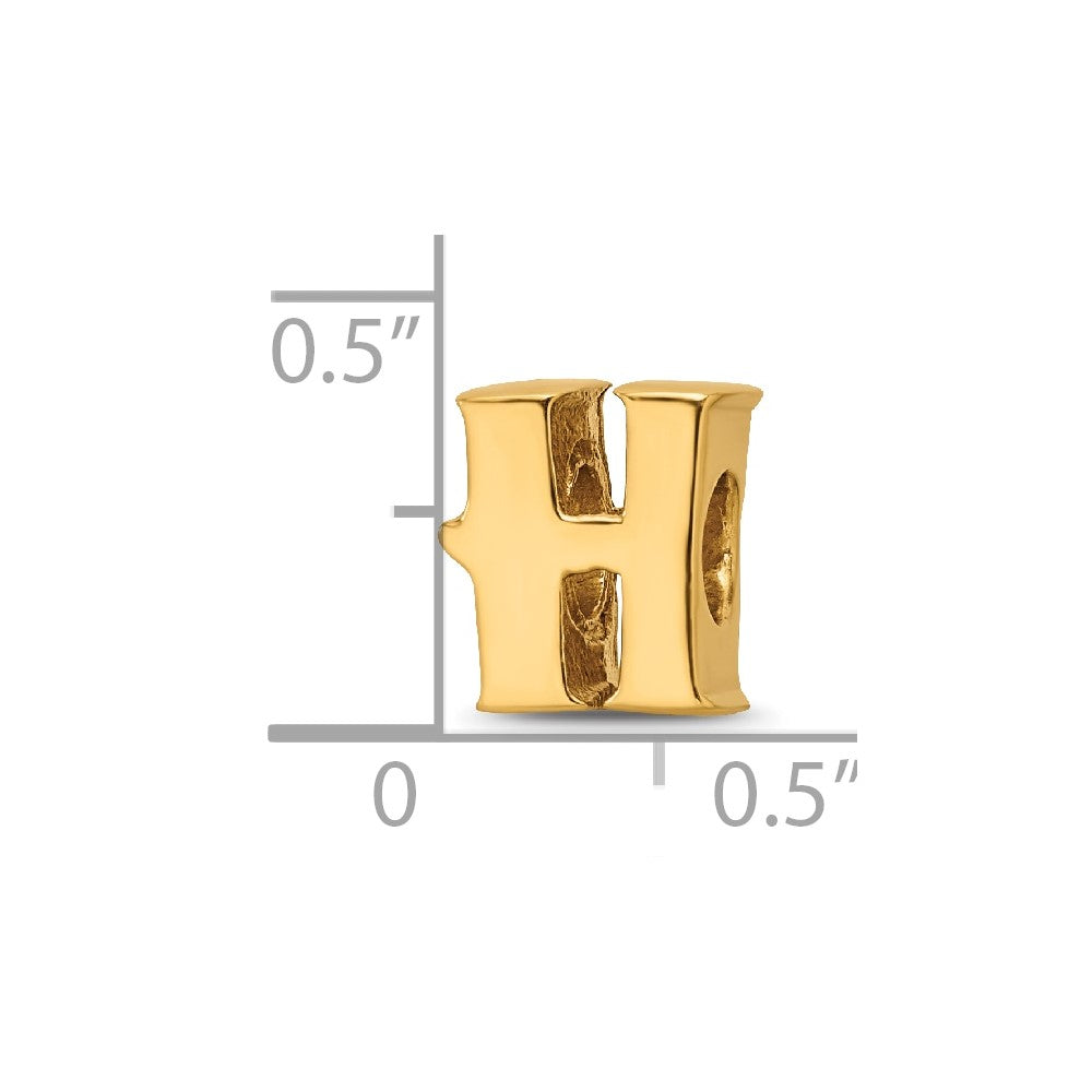 Sterling Silver Gold-plated Reflections Letter H Bead