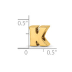 Sterling Silver Gold-plated Reflections Letter K Bead