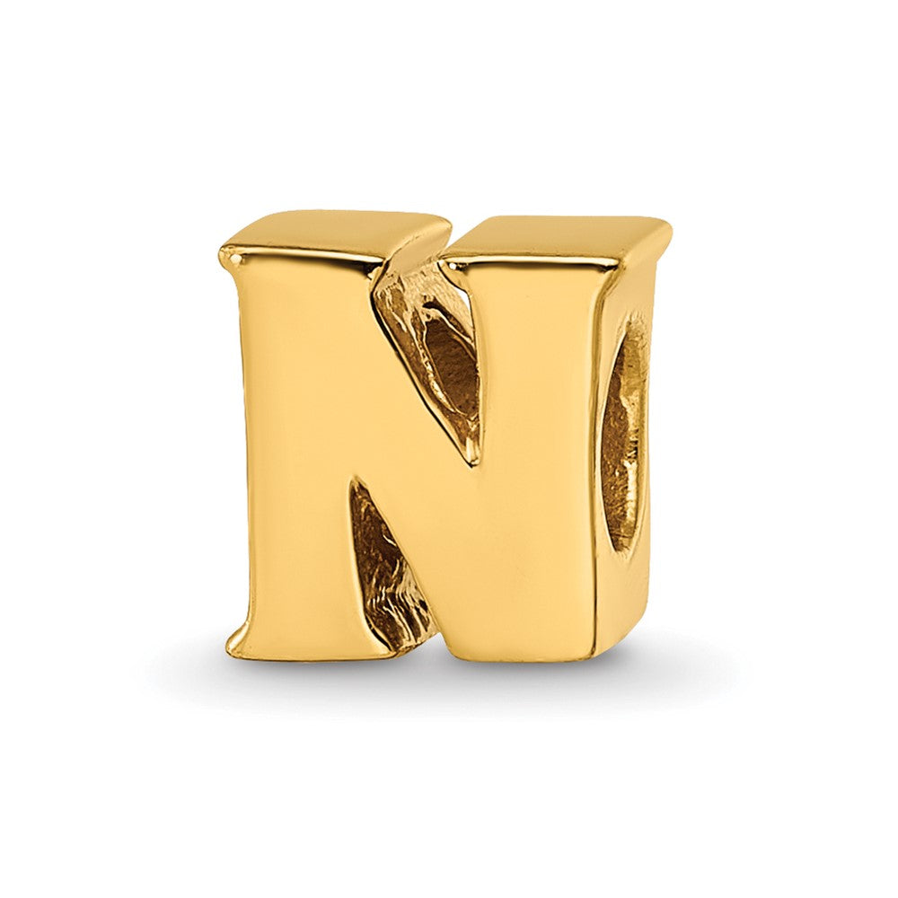 Sterling Silver Gold-plated Reflections Letter N Bead
