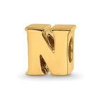 Sterling Silver Gold-plated Reflections Letter N Bead