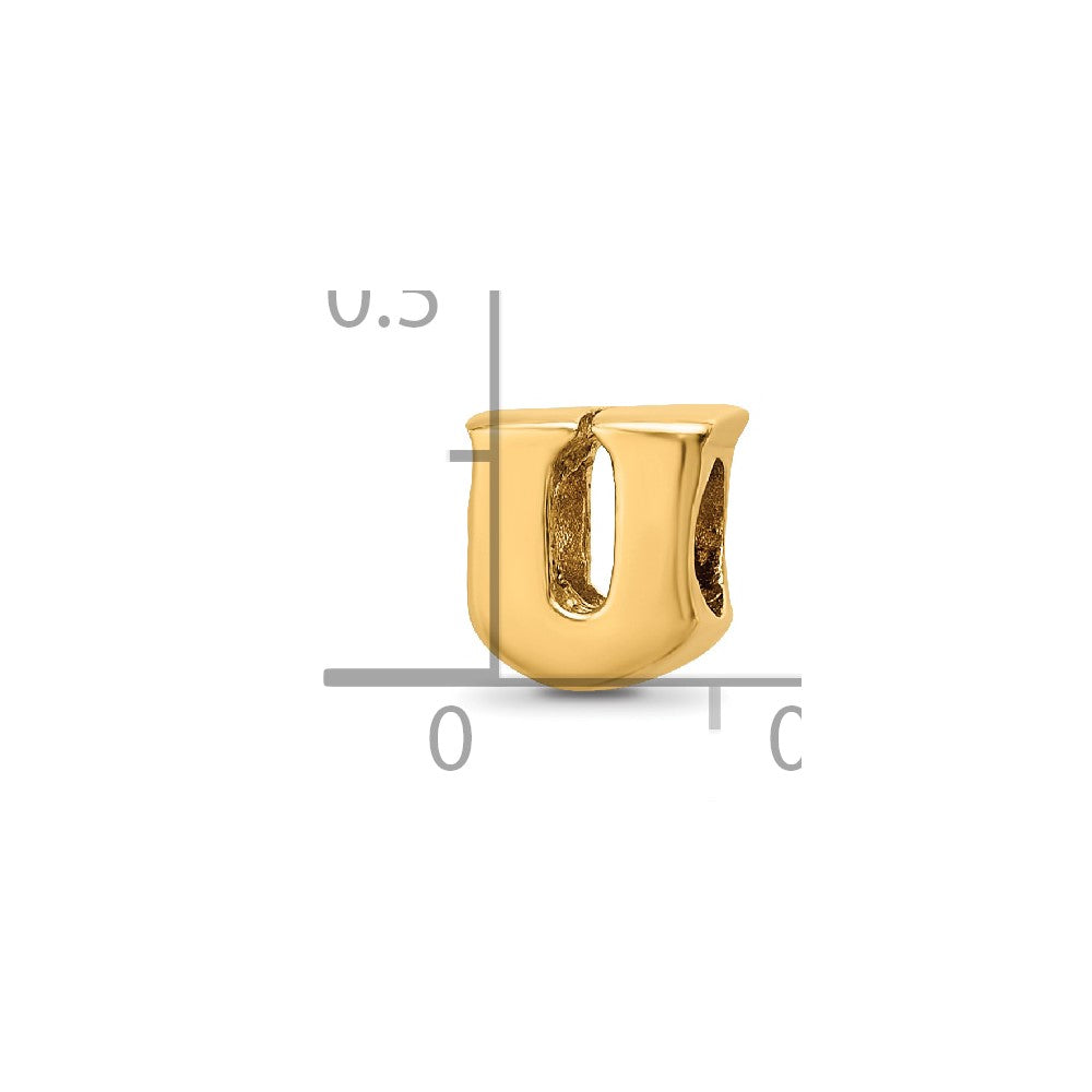 Sterling Silver Gold-plated Reflections Letter U Bead