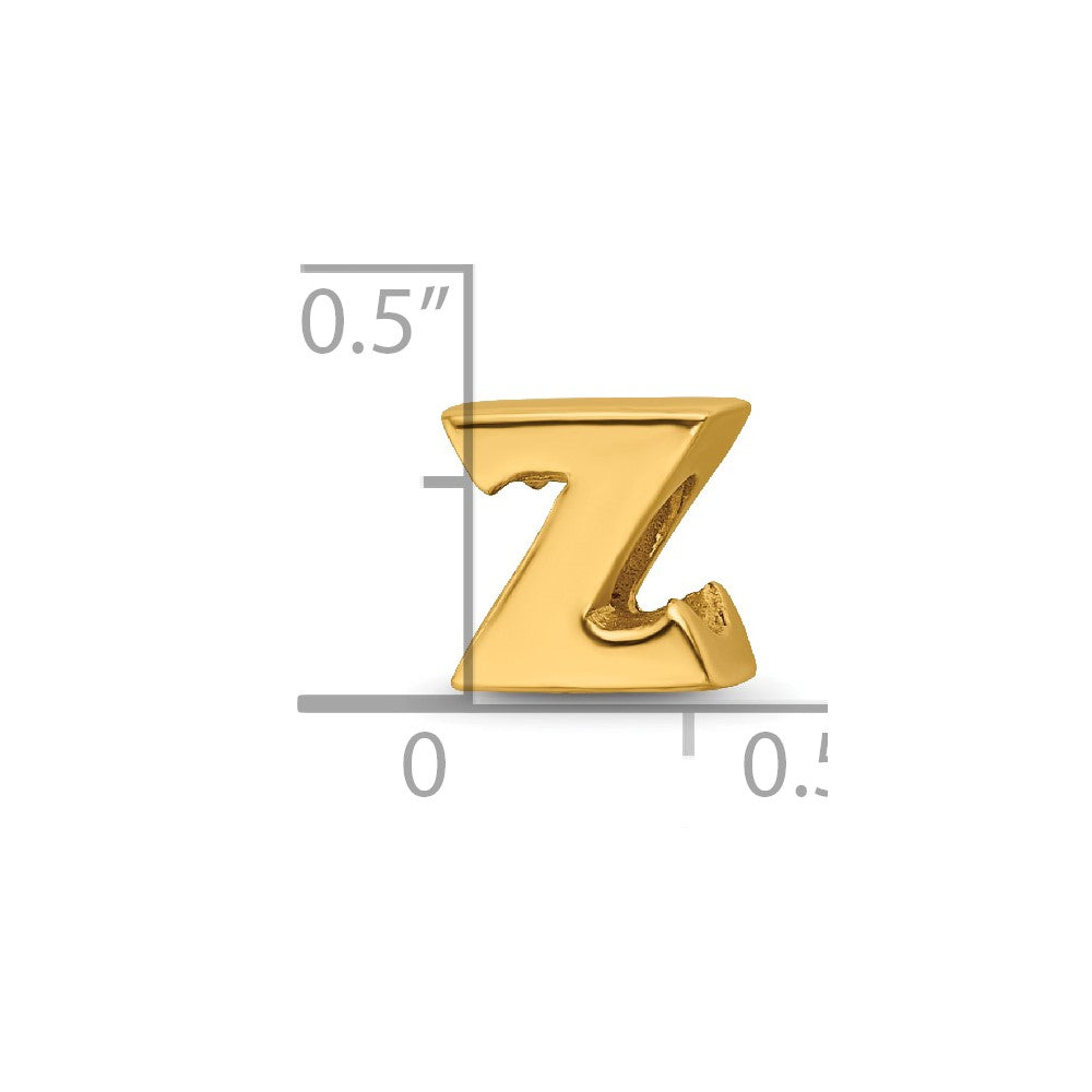 Sterling Silver Gold-plated Reflections Letter Z Bead