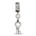 Sterling Silver Reflections Key Dangle with Hearts Bead