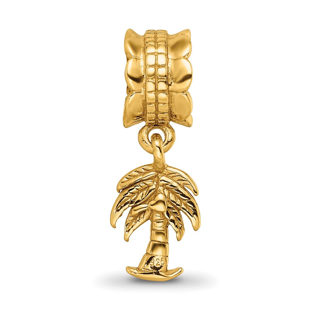 Sterling Silver Gold-plated Reflections Palm Tree Dangle Bead