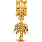 Sterling Silver Gold-plated Reflections Palm Tree Dangle Bead