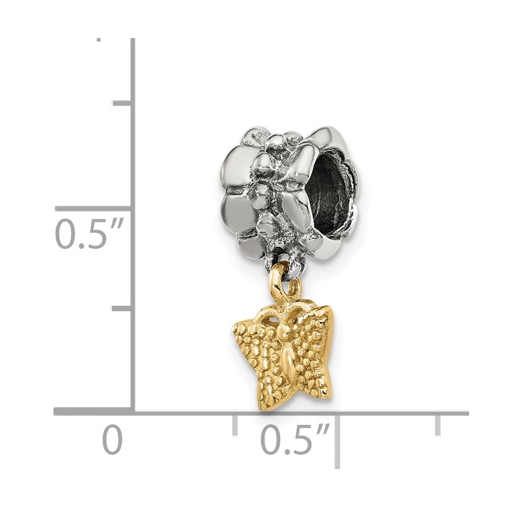 Sterling Silver & 14k Reflections Butterfly Dangle Bead