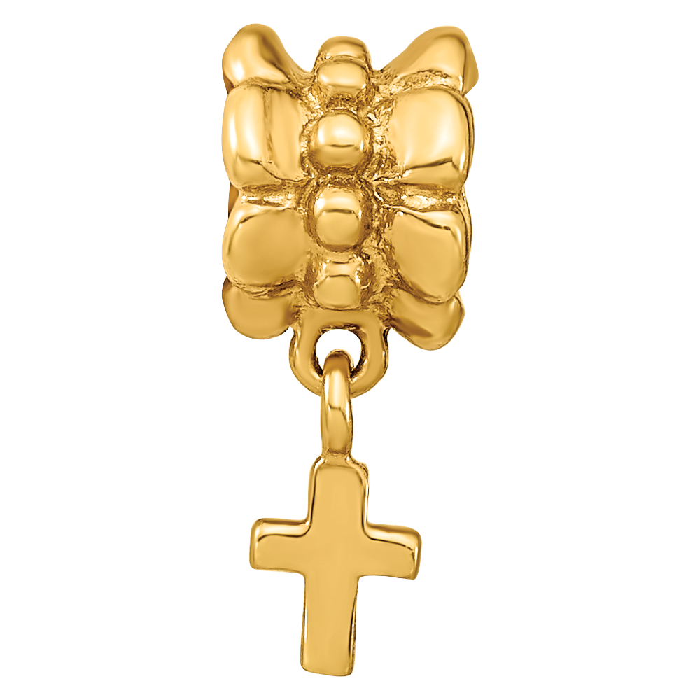 Sterling Silver Gold-plated Reflections Cross Dangle Bead