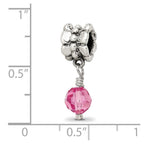 Sterling Silver Reflections Pink Preciosa Crystal Dangle Bead