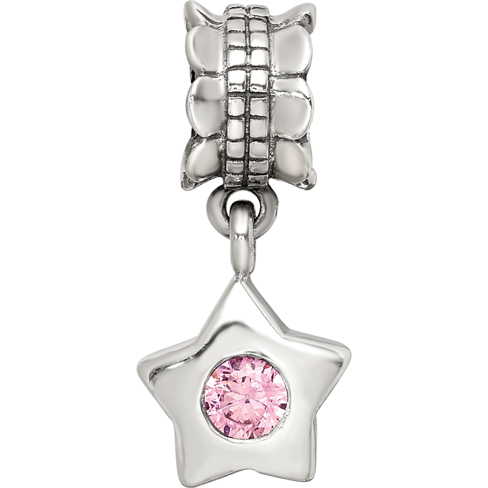 Sterling Silver Reflections Pink CZ Star Dangle Bead