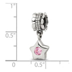 Sterling Silver Reflections Pink CZ Star Dangle Bead
