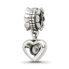 Sterling Silver Reflections CZ Heart Dangle Bead