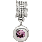 Sterling Silver Reflections Purple CZ Round Dangle Bead