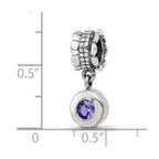 Sterling Silver Reflections Purple CZ Round Dangle Bead