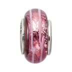 Sterling Silver Reflections Dark Pink Hand-blown Glass Bead