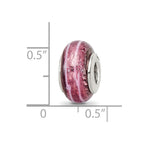 Sterling Silver Reflections Dark Pink Hand-blown Glass Bead