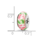 Sterling Silver Reflections Pink/Green Hand-blown Glass Bead