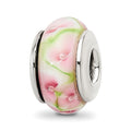 Sterling Silver Reflections Pink/Green Hand-blown Glass Bead