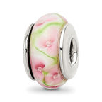 Sterling Silver Reflections Pink/Green Hand-blown Glass Bead