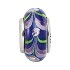 Sterling Silver Reflections Blue/Pink Hand-blown Glass Bead