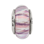 Sterling Silver Reflections Rose Striped Hand-blown Glass Bead
