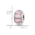 Sterling Silver Reflections Rose Striped Hand-blown Glass Bead