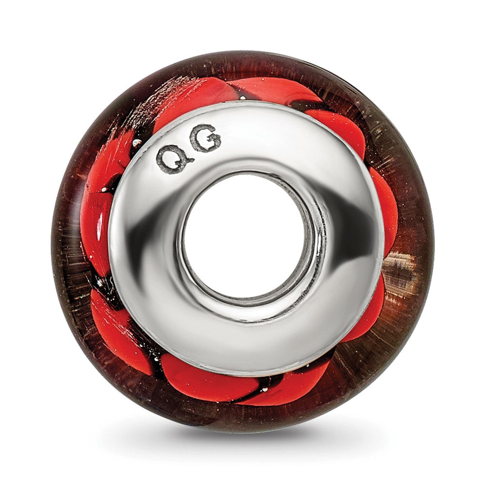 Sterling Silver Reflections Red/Black Hand-blown Glass Bead