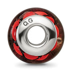 Sterling Silver Reflections Red/Black Hand-blown Glass Bead