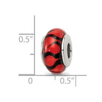 Sterling Silver Reflections Red/Black Hand-blown Glass Bead
