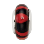 Sterling Silver Reflections Red/Black Hand-blown Glass Bead