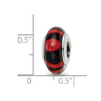 Sterling Silver Reflections Red/Black Hand-blown Glass Bead