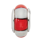 Sterling Silver Reflections Red/White Hand-blown Glass Bead
