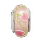 Sterling Silver Reflections Pink/Green Hand-blown Glass Bead