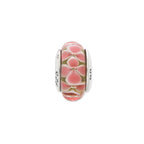 Sterling Silver Reflections Pink Floral Hand-blown Glass Bead