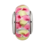 Sterling Silver Reflections Pink/Yellow Hand-blown Glass Bead
