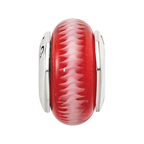 Sterling Silver Reflections Red Hand-blown Glass Bead