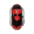 Sterling Silver Reflections Red/Black Hand-blown Glass Bead