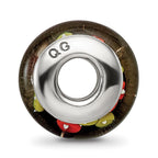 Sterling Silver Reflections Red/Black Hand-blown Glass Bead