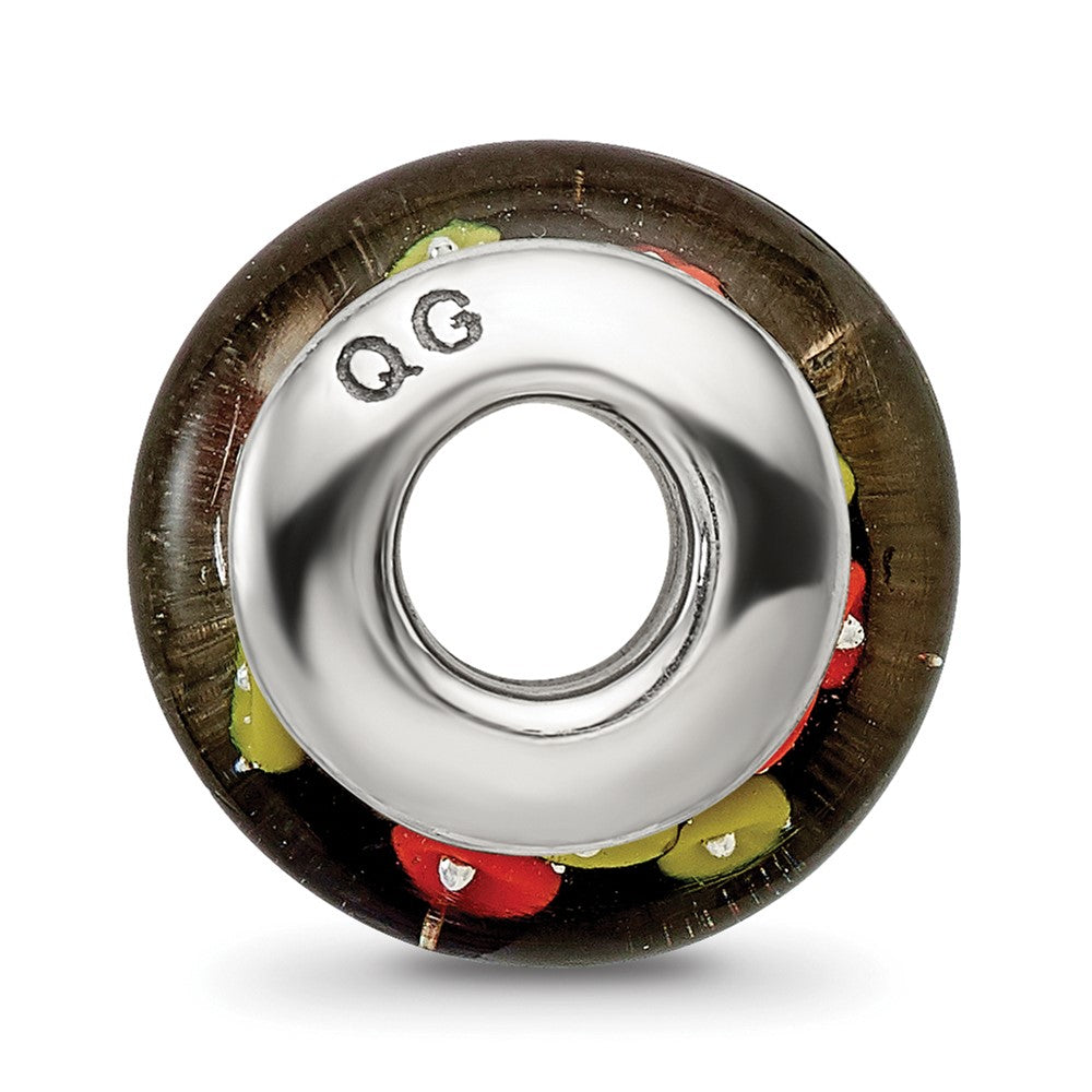 Sterling Silver Reflections Red/Black Hand-blown Glass Bead