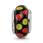 Sterling Silver Reflections Red/Black Hand-blown Glass Bead