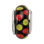 Sterling Silver Reflections Red/Black Hand-blown Glass Bead